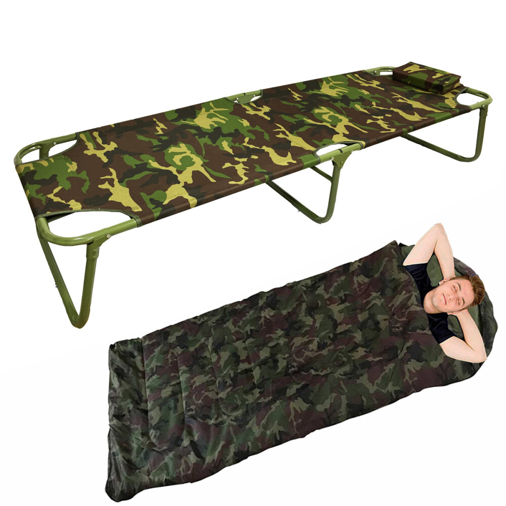 COMBO: Catre Plegable Camuflado + Sobre de dormir camuflado COMBO: Catre Plegable Camuflado + Sobre de dormir camuflado