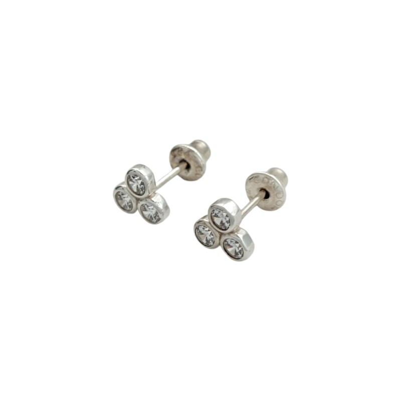 Abridores Triple Circulo - Plata 925 - Piedra Zirconia-AB3013 Conpiedra