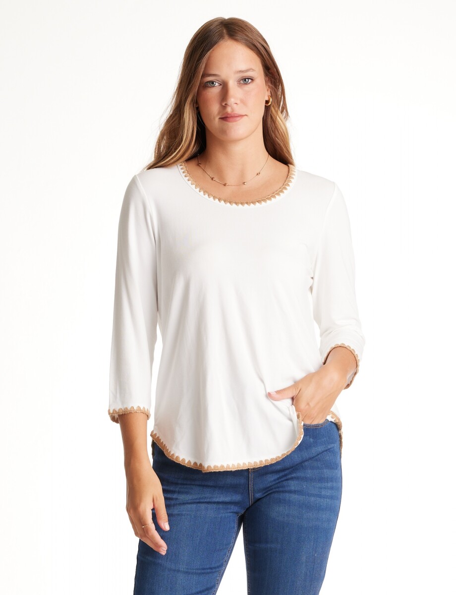 Remera Modal Bordado - Blanco/multi 