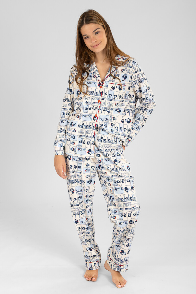 Pijama mafalda 2 flannel fleece Marfil