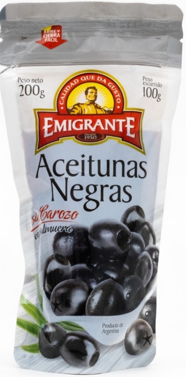 ACEITUNA NEGRA S/CAROZO D/P 100G EMIGRANTE 