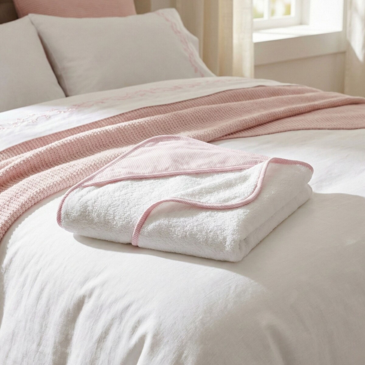 Toalla 80x80cm con Capucha - Clasic Pilar - Rosa 