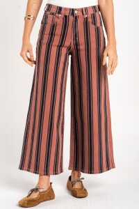 Jean Wide Leg Rayado Rosa