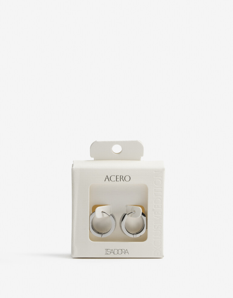 Aros Argollas Cubic zirconia Argollas De Acero - Plateado