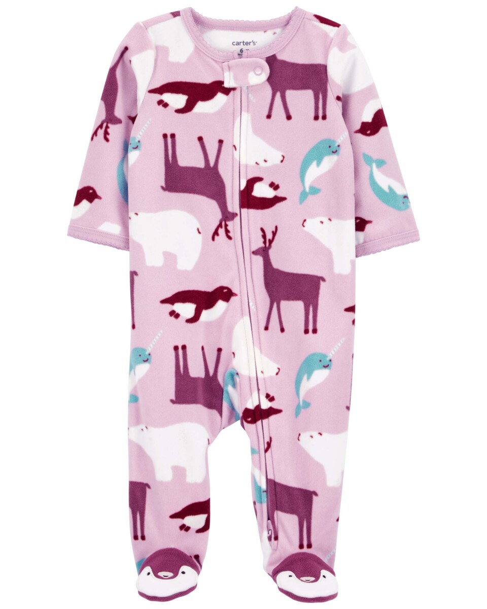 Pijama una pieza de micropolar con pie, diseño ártico 
