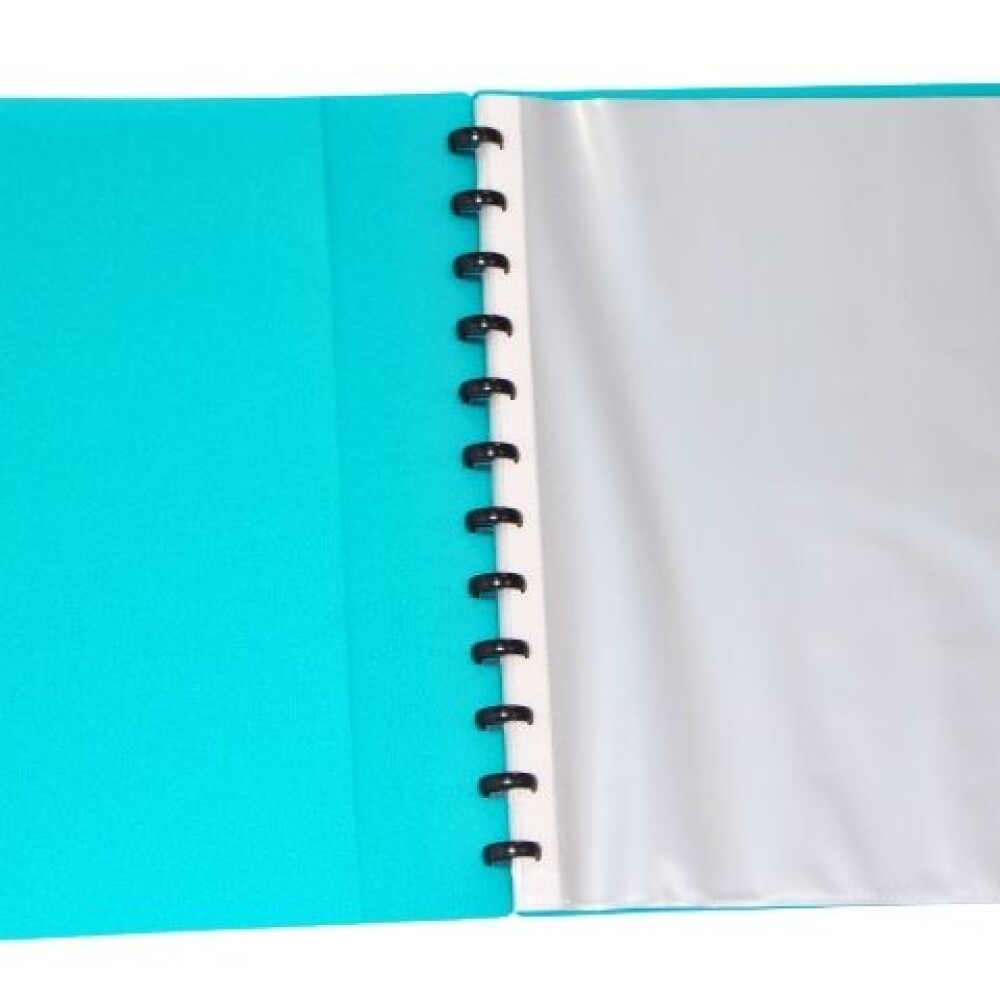CARPETA TAMAÑO A4 CON 20 FUNDAS REMOVIBLES COLOR TURQUEZA
