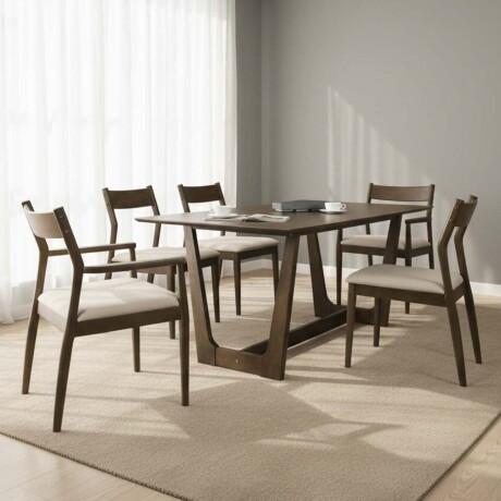 JUEGO DE COMEDOR 1+6 MADERA OSLO
