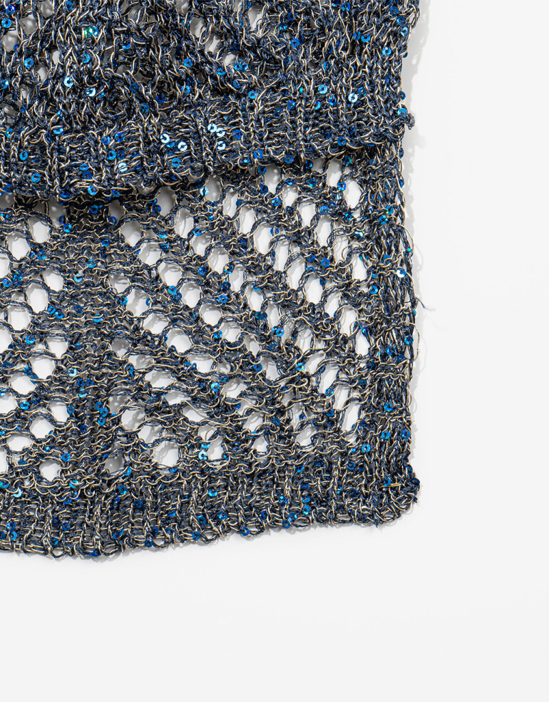 Tops Top Tejido Con Lentejuelas - Negro