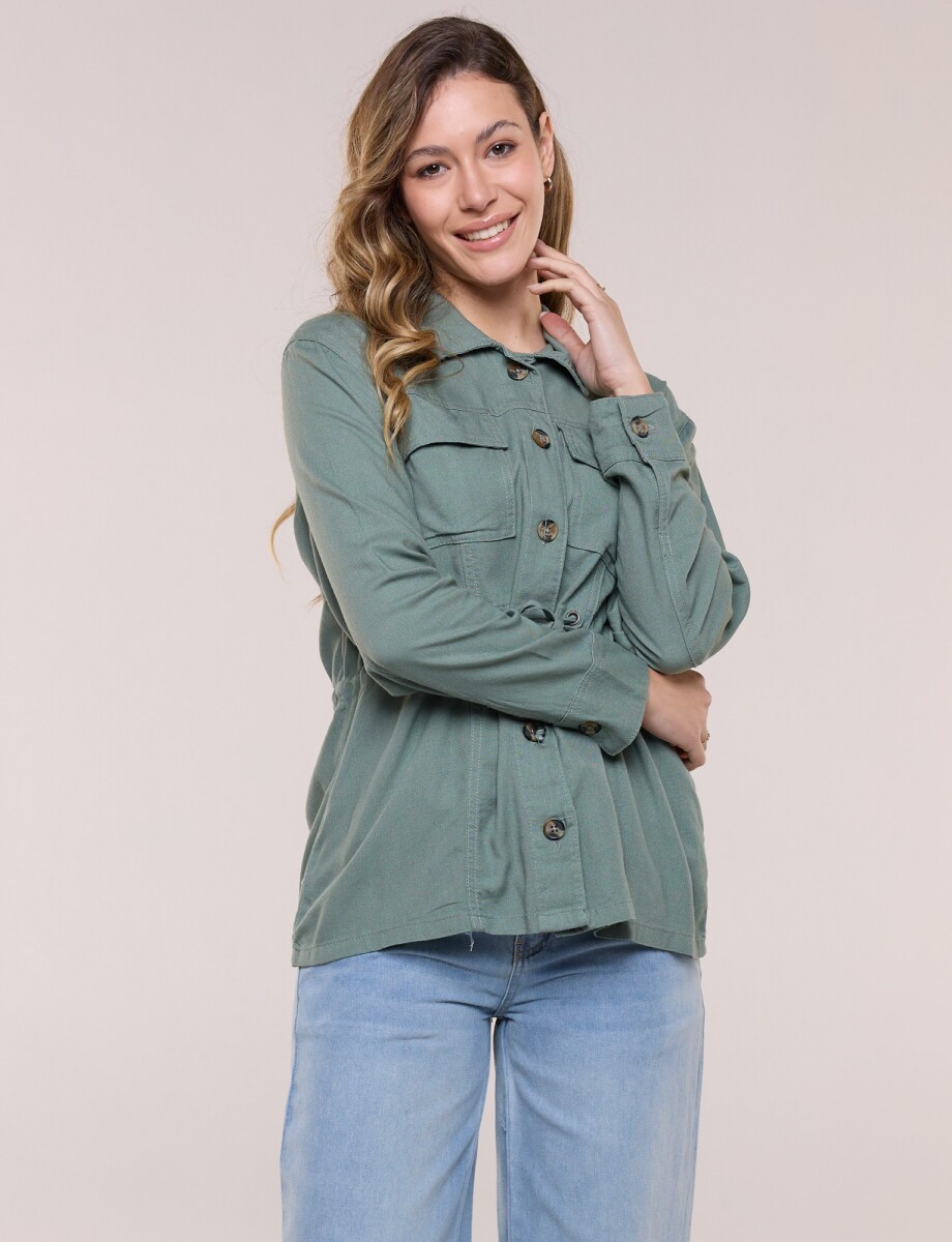 Sobrecamisa Utilitaria Con Cordón Ajustable - Oliva 