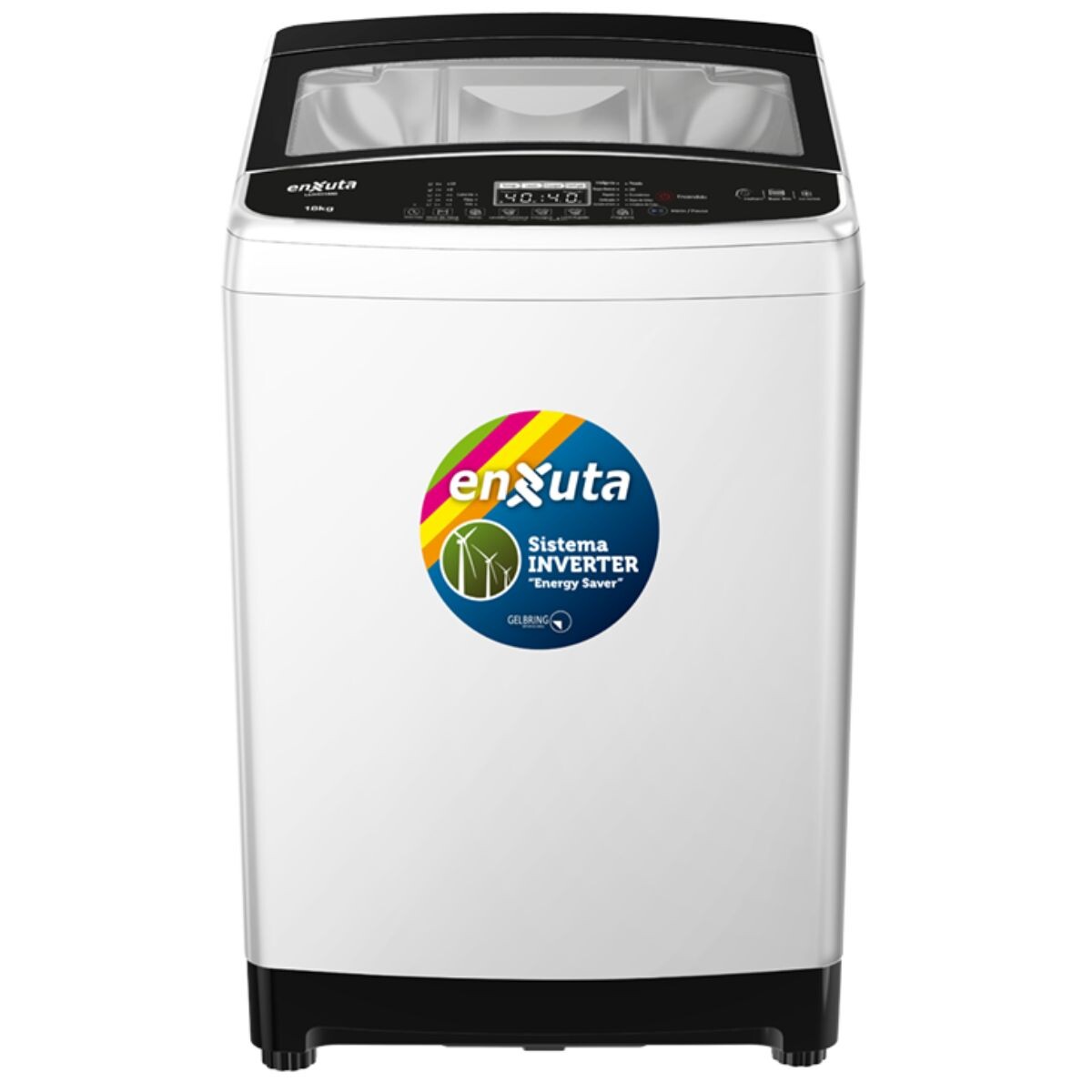 LAVARROPAS AUTO. INVERTER CARGA SUPERIOR 18 KG ENXUTA CON BOMBA Y TAPA DE VIDRI 