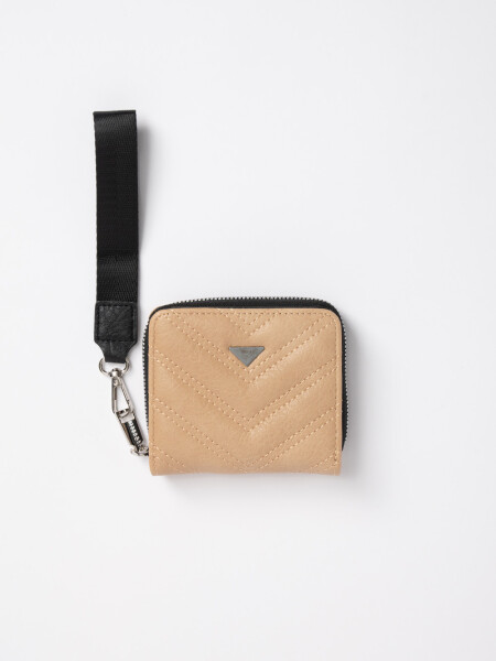 Billetera capitoneada diagonal Beige