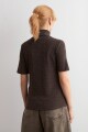 Polera manga corta acanalada chocolate melange