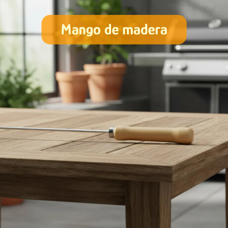 Espetón Simple 55cm P/Carnes Verduras Acero Cromado Reforzad Plateado