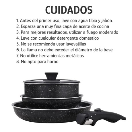 Batería De Cocina Selecta 5 Pzas Mango Extraíble Negro
