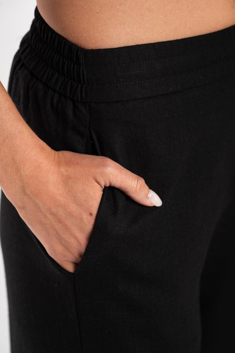 Pantalón Con Lino Negro