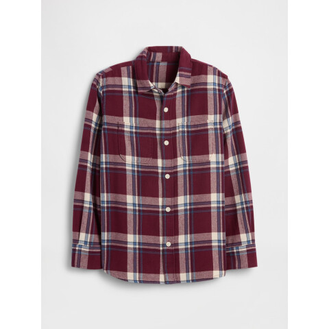 V-LS FLANNEL TUSCAN RED