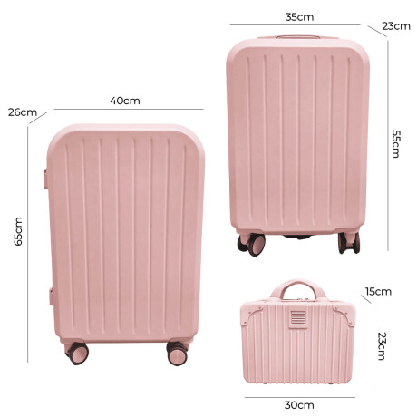 Set X3 Valijas Rígidas Viaje Livianas Carry + 14+ 24 Rosado