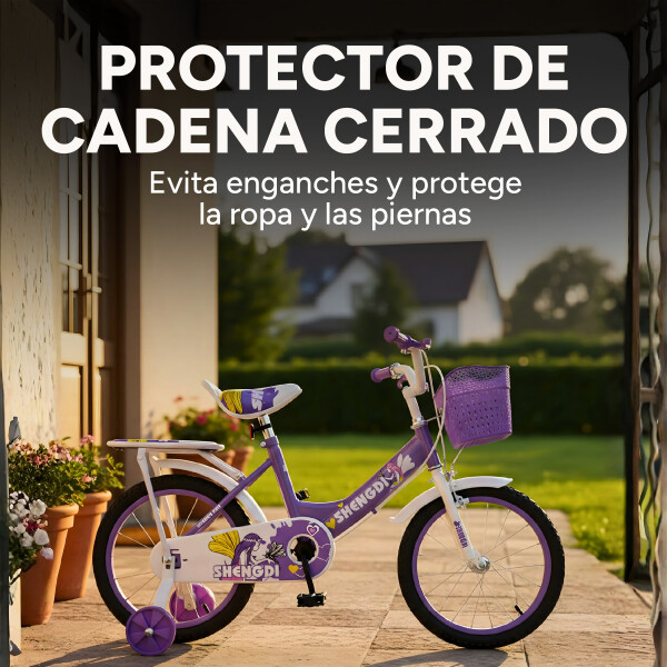 Bicicleta infantil Shengdi Rodado 16 Canasto Parrilla Hadas Violeta 1