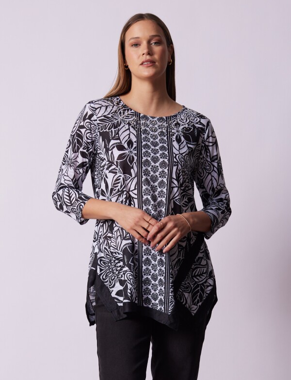 Blusa Print Brillo NEGRO/BLANCO