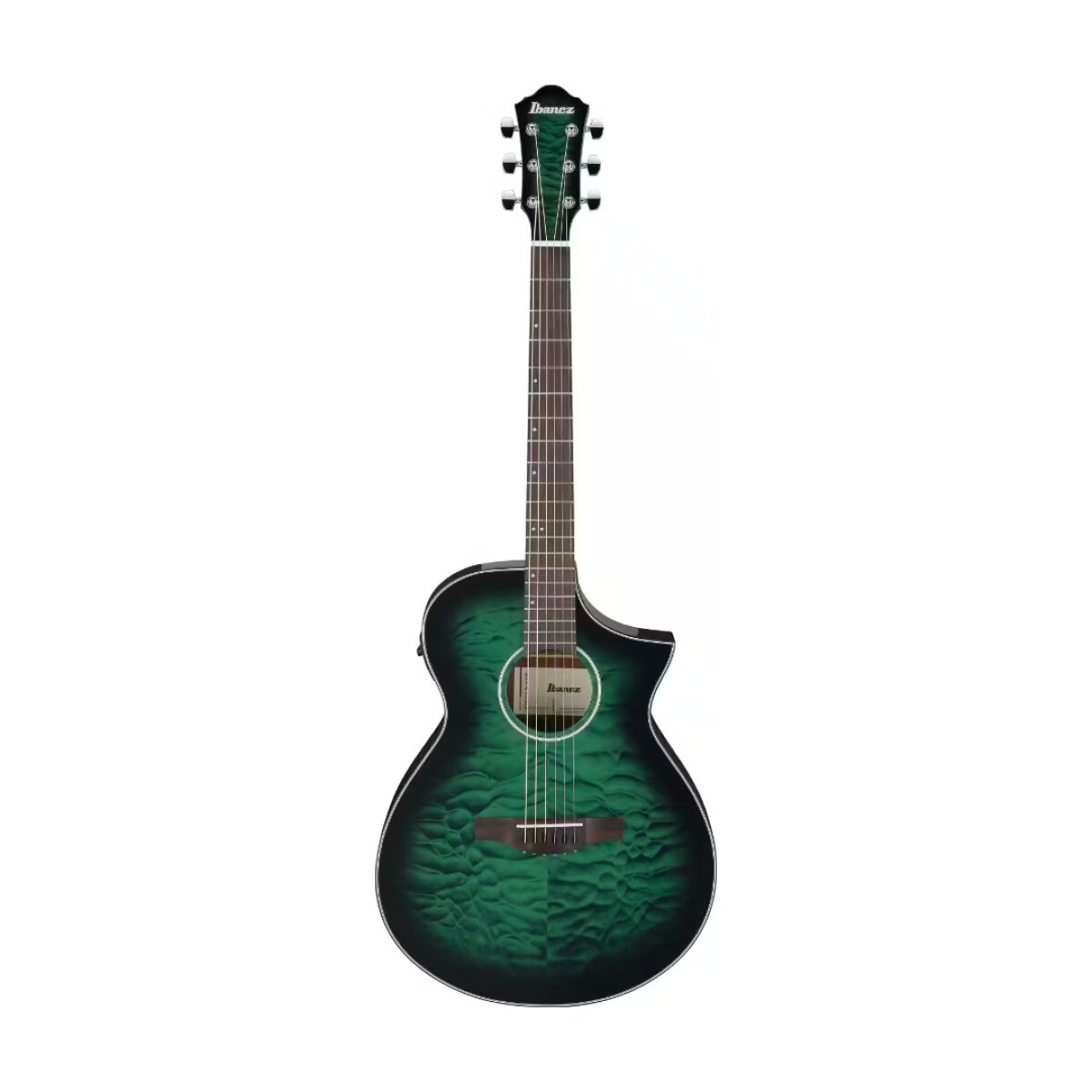 Guitarra Electro Acustica Ibanez Aewc16qa-teh Transparent Emerald Burst High Gloss Top 