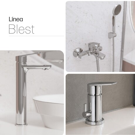 JUEGO DE GRIFERIA LAVATORIO ALTO DUCHA BIDET BRILLO BLEST CROMO