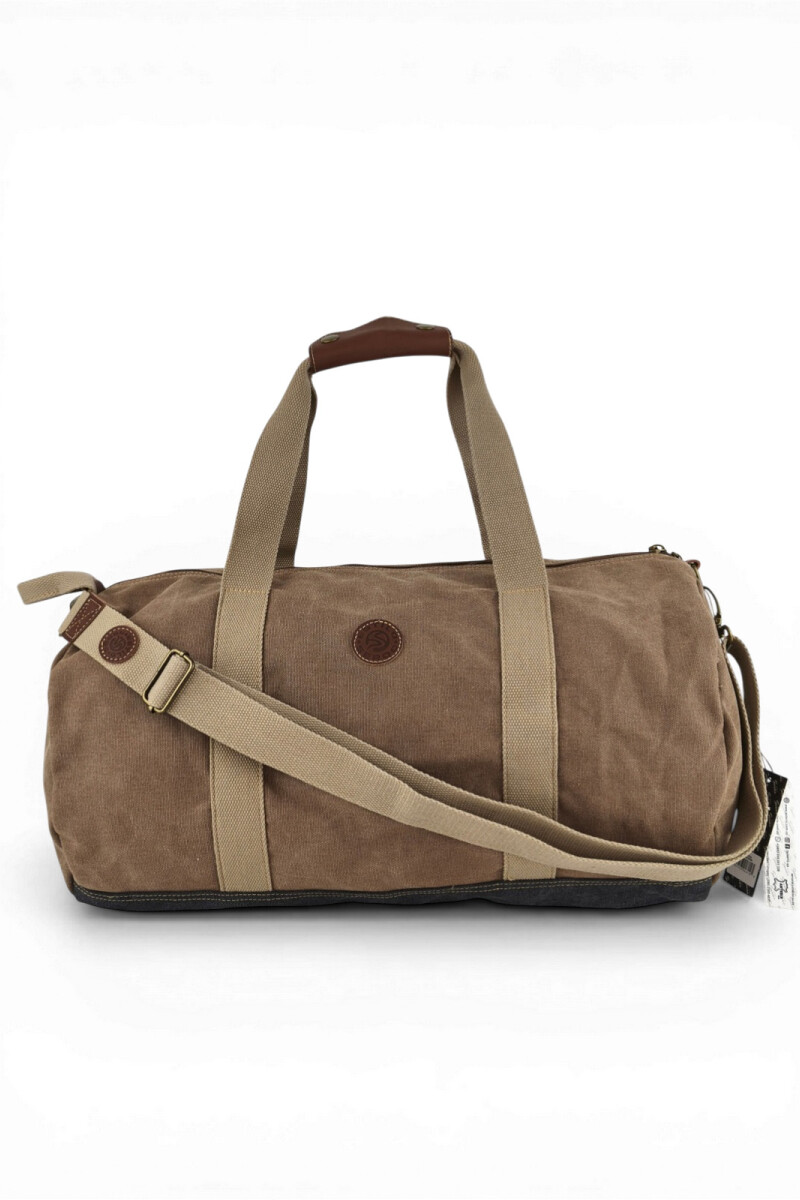 Bolso tubo de lona Marrón