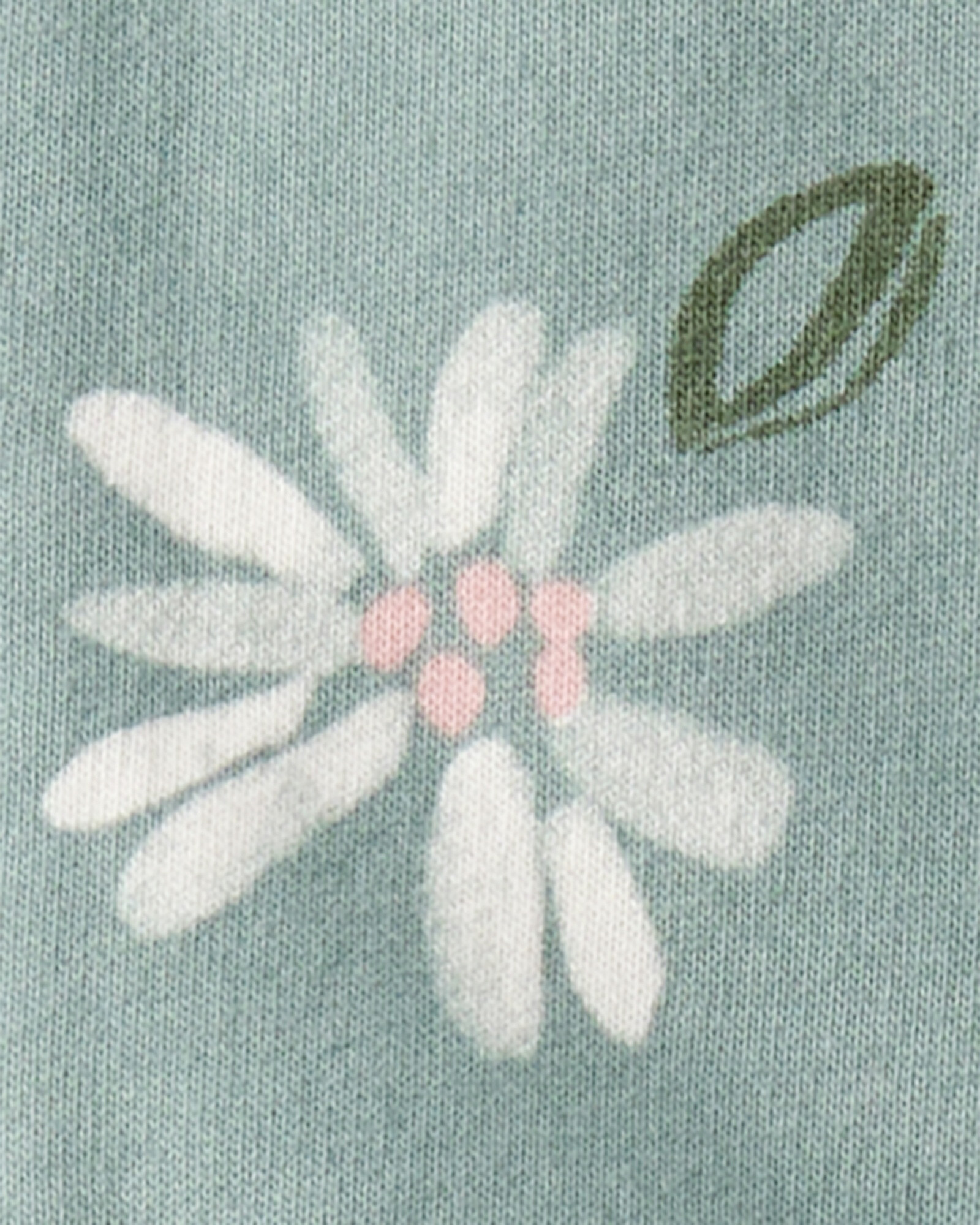 Set tres piezas de algodón, campera, pantalón y body, diseño floral Sin color