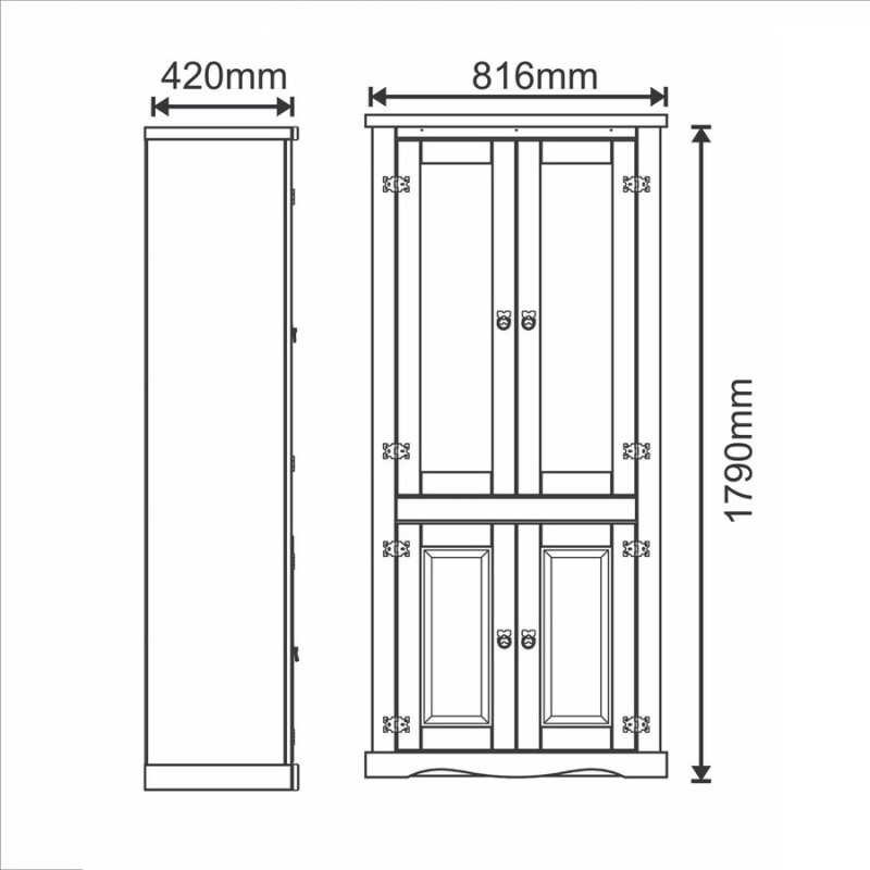 Alacena Cristalero Aparador Madera Maciza 4 Puertas Marrón Alacena Cristalero Aparador Madera Maciza 4 Puertas Marrón