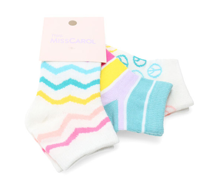 Medias de Niña MINI Miss Carol Media Peace pack X3 Ecru / Rayas