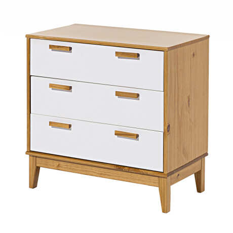 Mesa de luz en madera maciza - Gran tamaño - 3 cajones Blanco