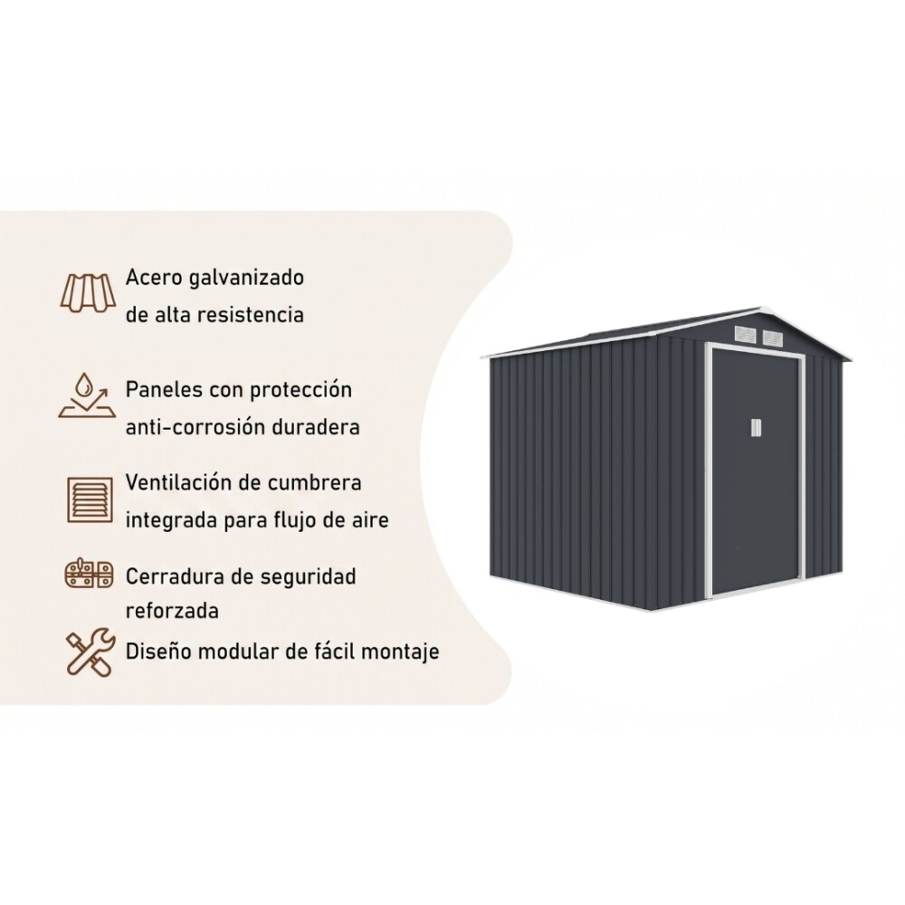 Galpón prefabricado Reforzado 2 Puertas ARCHER B Gris