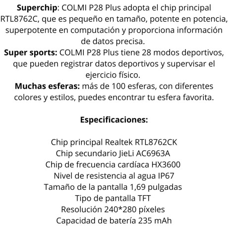 Smartwatch Colmi P28 Plus V01