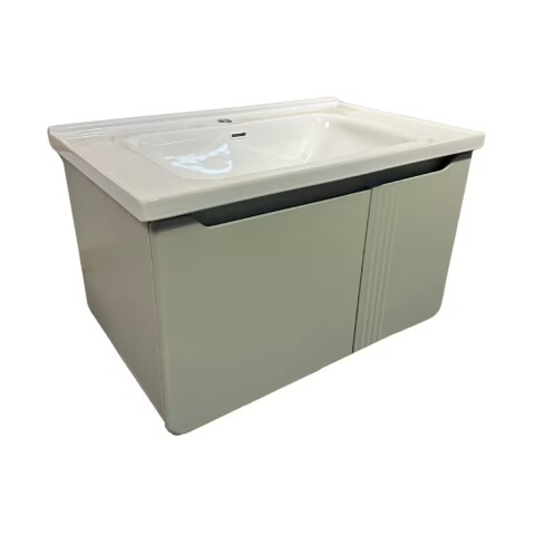 Mueble de baño suspendido curve verde 80 cm con Bacha y Espejo botiquín Mueble De Baño Suspendido Curve Verde 80 Cm Con Bacha Y Espejo Botiquín