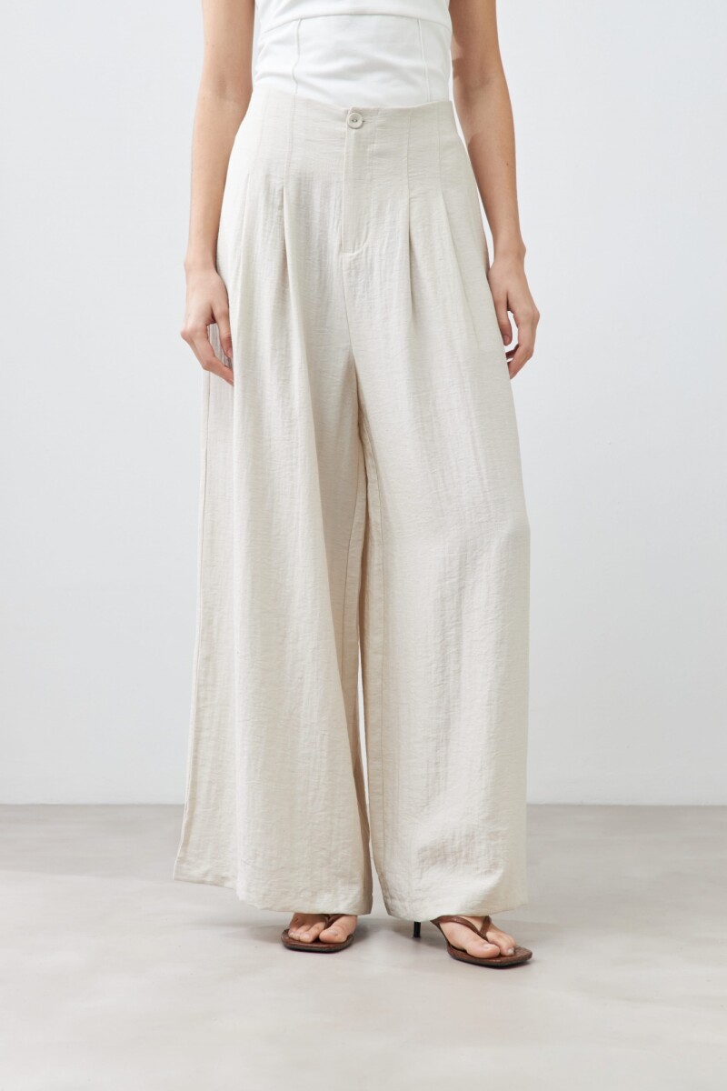Palazzo con pinzas beige melange