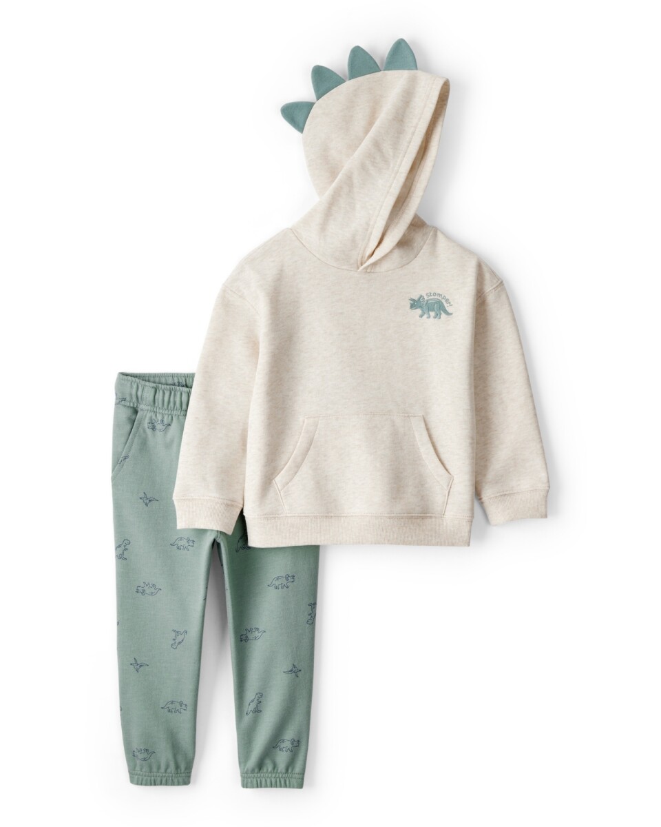 Set dos piezas de algodón, pantalón y canguro, diseño dinos 