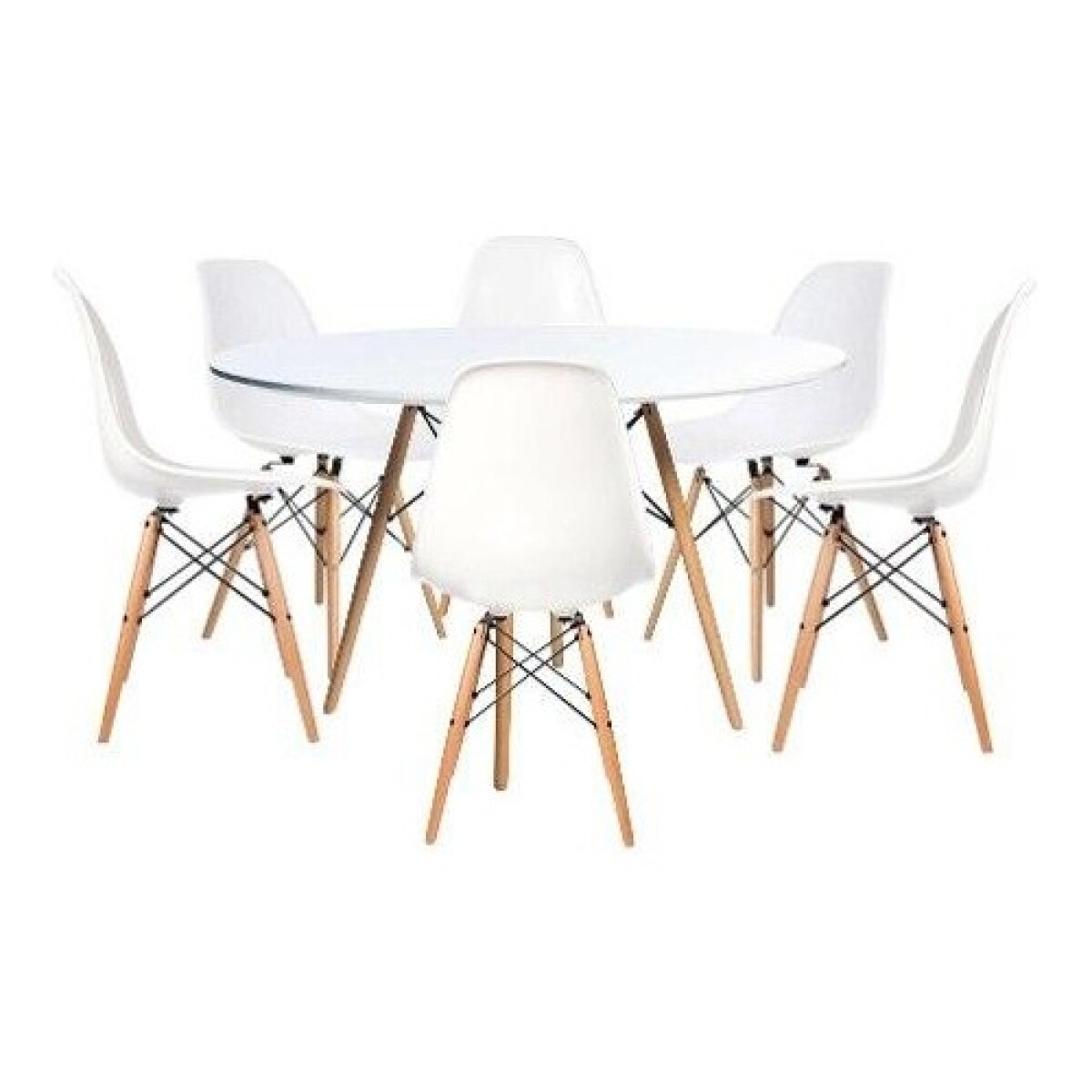 Juego de comedor Con Mesa Circular de 120cm + 6 sillas Eames - Blanco 