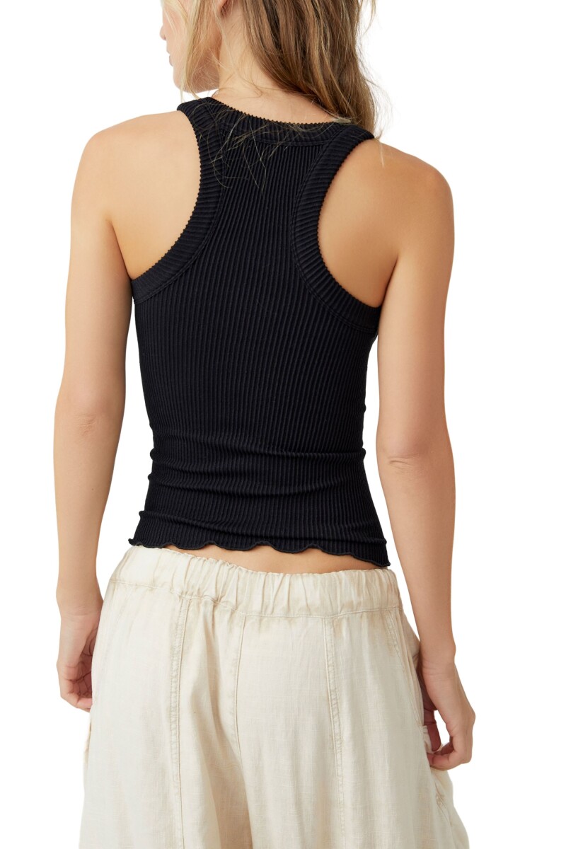 RIBBED SEAMLESS TANK Negro