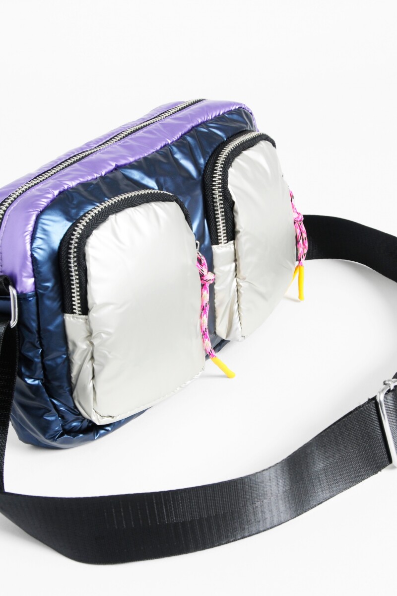 Cartera bandolera puffy dos bolsillos azul
