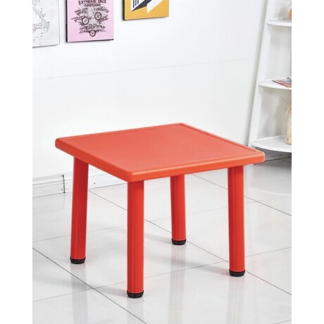 Mesa Cuadrada de Plástico y Metal para Niños 60x60cm Rojo