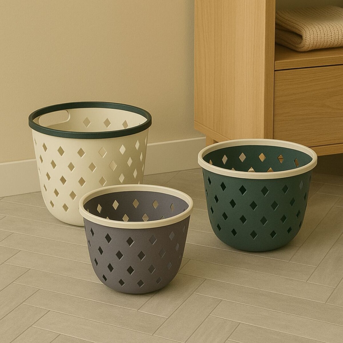CESTO CANASTO ORGANIZADOR CALADO 6LTS 19,5X16,3CM 