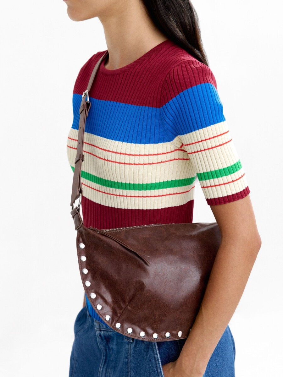 Bolso De Hombro Con Tachuelas marron