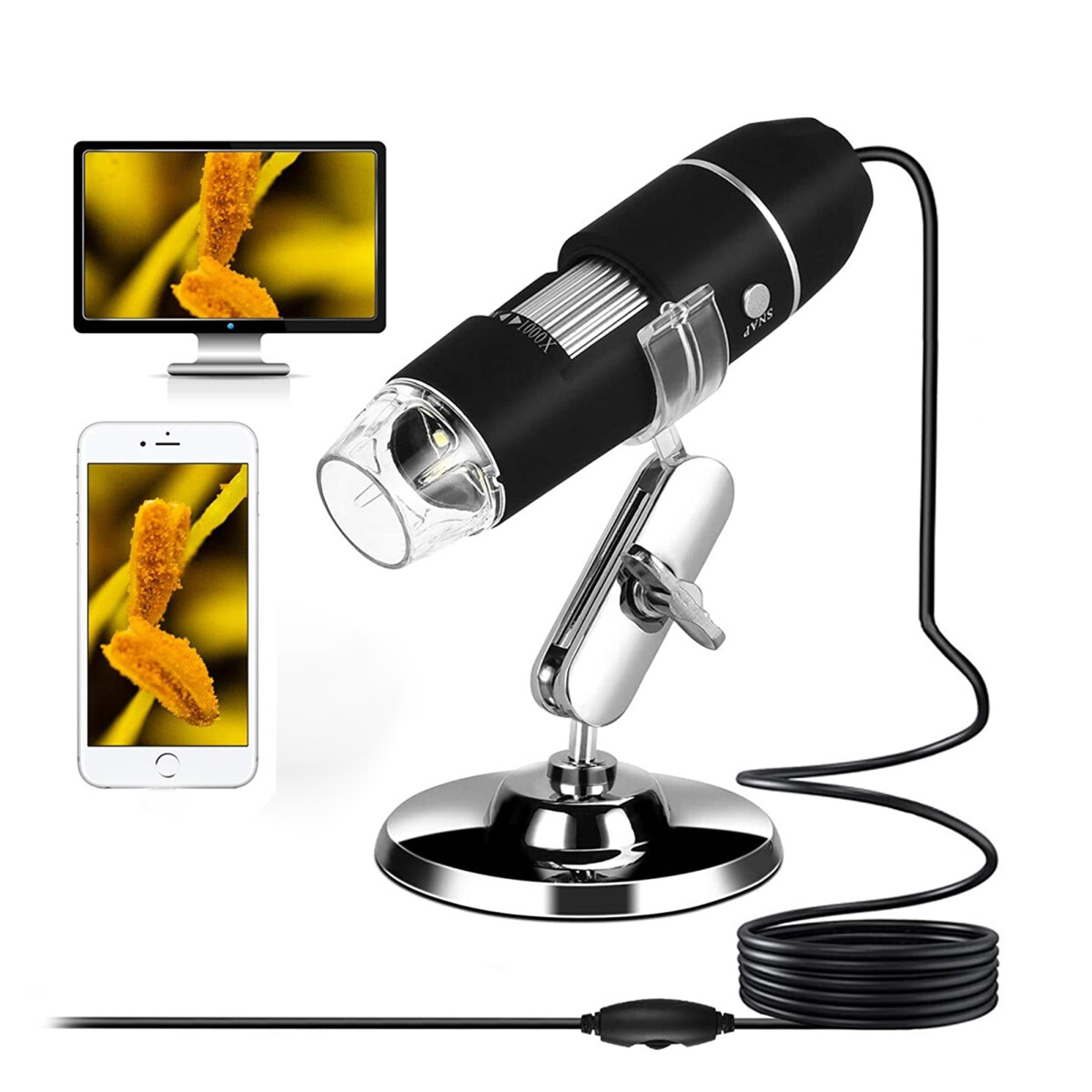 Microscopio Digital Usb Aumenta 1000 Veces Con 8 Luces Led 