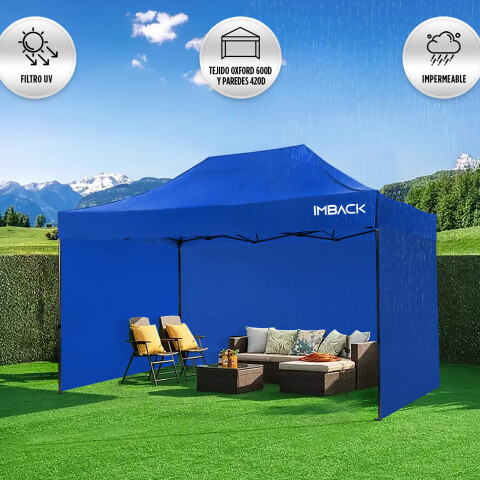 Gazebo Plegable Reforzado 4.5 x 3 Metros Con Paredes Carpa Autoarmable Jardin Playa Patio Toldo Imback Azul Gazebo Plegable Reforzado 4.5 x 3 Metros Con Paredes Carpa Autoarmable Jardin Playa Patio Toldo Imback Azul