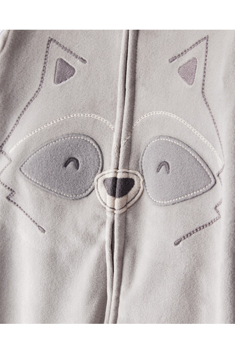 Pijama una pieza de micropolar, con pie, estampa mapache Pijama una pieza de micropolar, con pie, estampa mapache