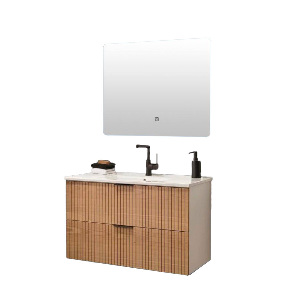 MUEBLE DE BAÑO CON ESPEJO LUZ LED MODELO 6032-80 / MUEBLE + ESPEJO LED - 80 cm Mueble De Baño Con Espejo Luz Led Modelo 6032-80 / Mueble + Espejo Led - 80 Cm