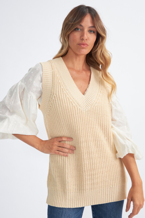 Chaleco de punto largo Beige