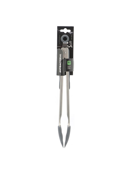 PINZA SILICONA 30CM MANGO ACERO INOX GRIS PINZA SILICONA 30CM MANGO ACERO INOX GRIS