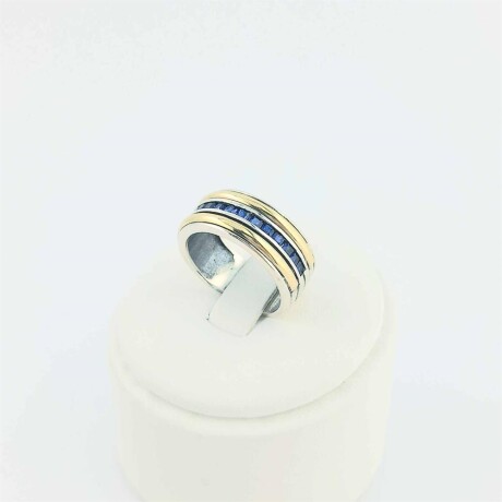 Anillo de Plata 925 con Double de Oro 18k y Circonias azules. Anillo de Plata 925 con Double de Oro 18k y Circonias azules.