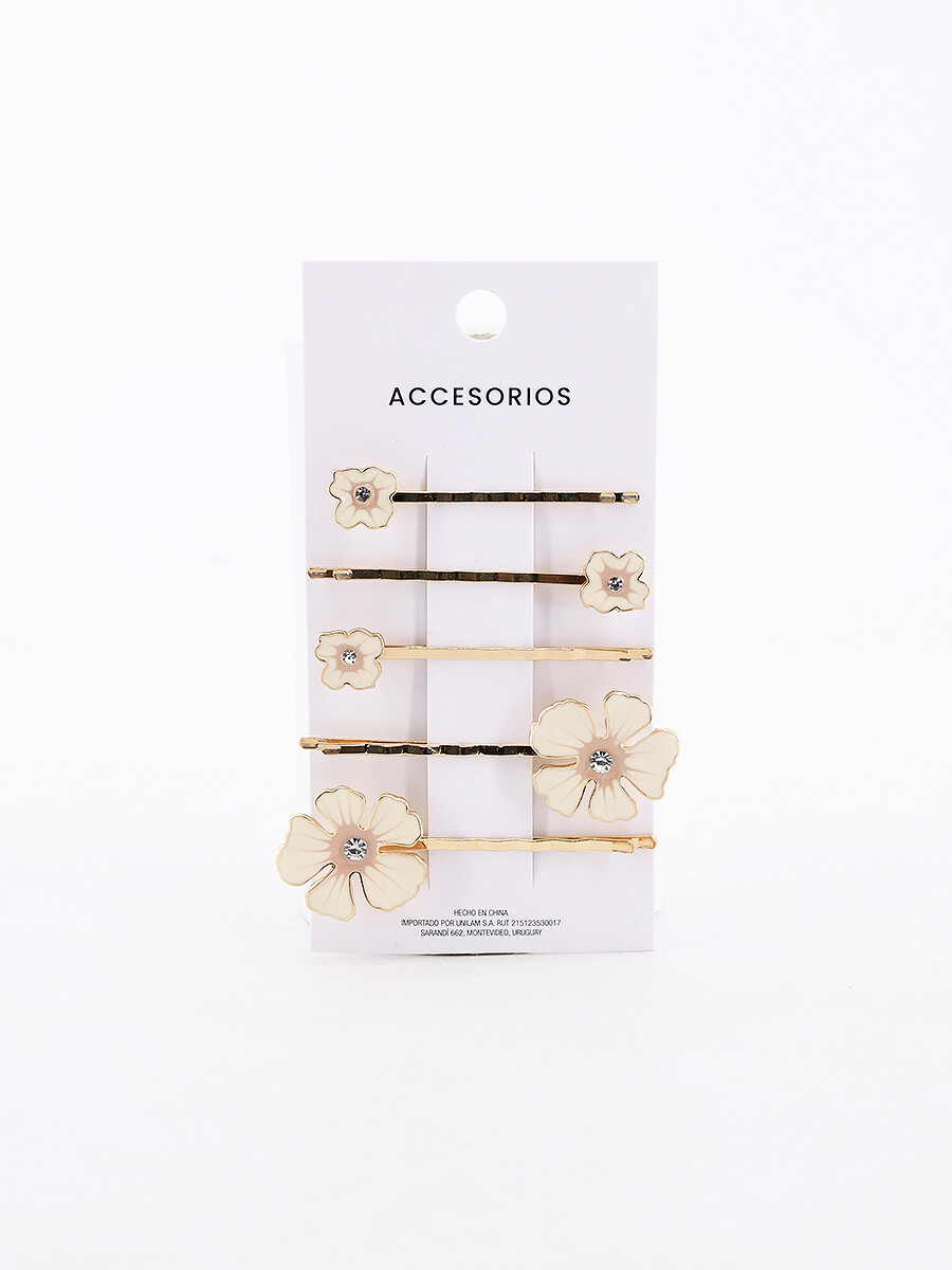 BROCHE FLOR PACK 5 PCS - DORADO 