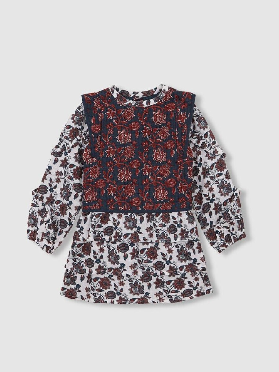 Vestido Estampado Con Blanco Roto